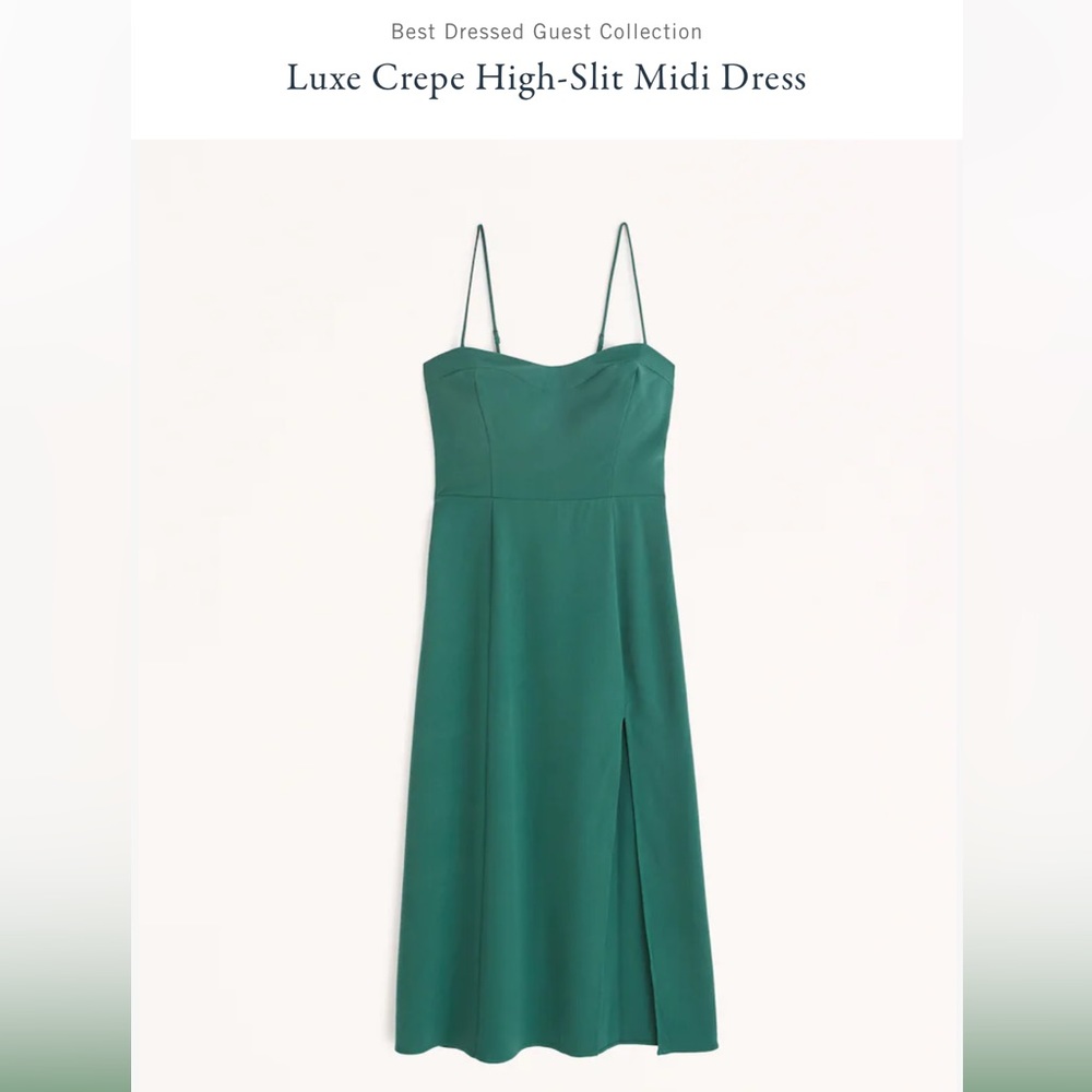 Abercrombie Luxe Crepe High-Slit Midi Dress in Green size small regular